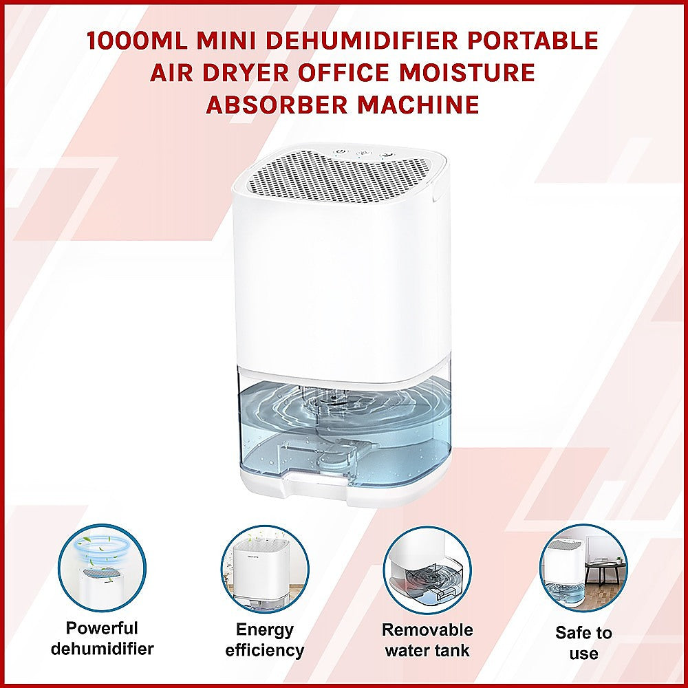 1000ML Mini Dehumidifier Portable Air Dryer Office Moisture Absorber Machine