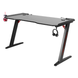 LED Gaming Desk Computer Table with Cup Holder Headphone Hook Cable Hole