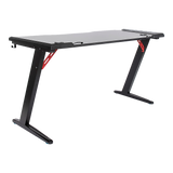 LED Gaming Desk Computer Table with Cup Holder Headphone Hook Cable Hole