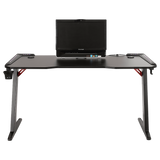 LED Gaming Desk Computer Table with Cup Holder Headphone Hook Cable Hole