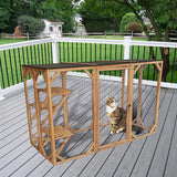 180cm Large Cat Enclosure Wooden Outdoor Cage with 3 Platforms