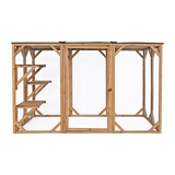 180cm Large Cat Enclosure Wooden Outdoor Cage with 3 Platforms