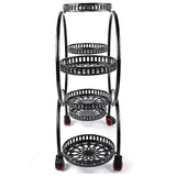 4 Layer 6 Pots Flower Holder Plant Stand Shelf 4-Wheel Free Moving Rack