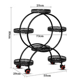 4 Layer 6 Pots Flower Holder Plant Stand Shelf 4-Wheel Free Moving Rack