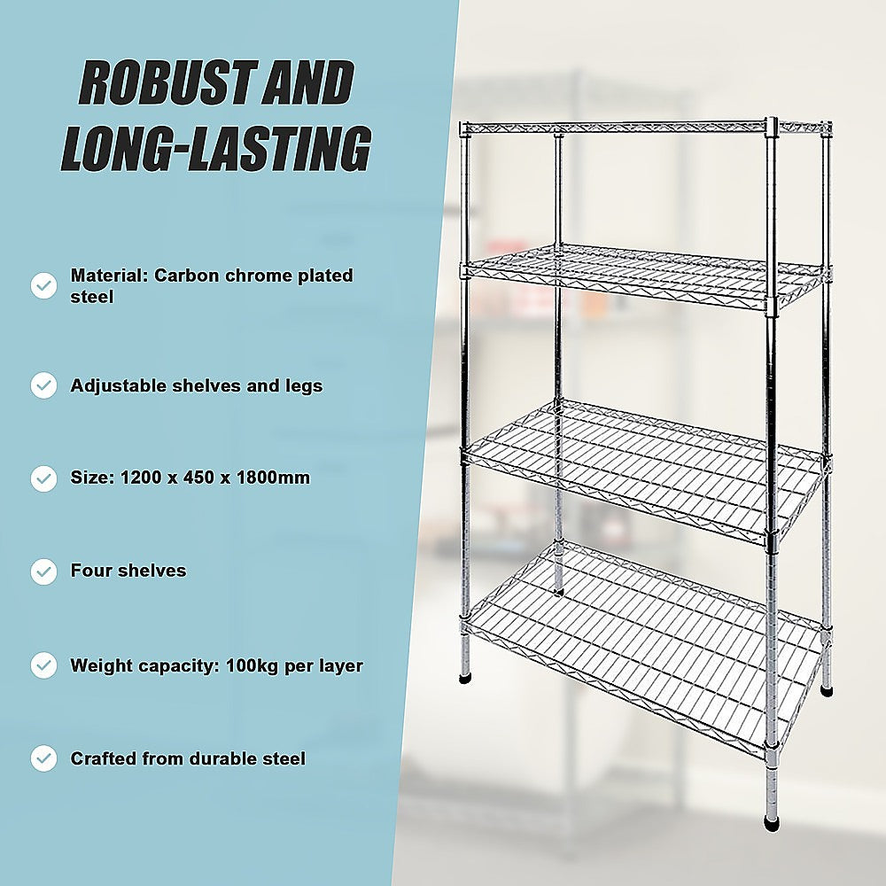 Modular Wire Storage Shelf 1200 x 450 x 1800mm Steel Shelving