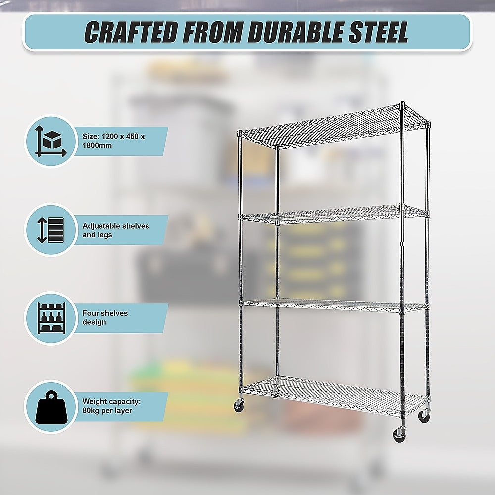 Modular Wire Storage Shelf 1200 x 450 x 1800mm Steel Shelving