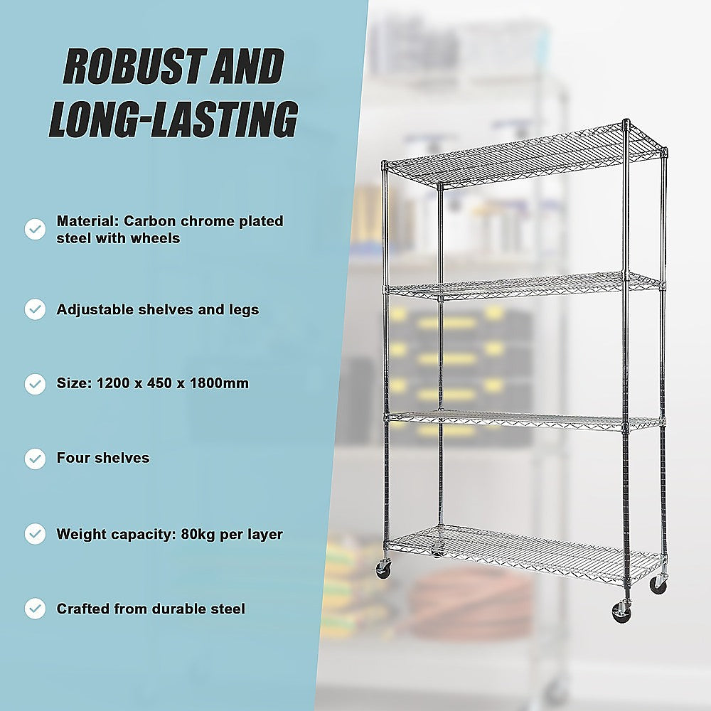 Modular Wire Storage Shelf 1200 x 450 x 1800mm Steel Shelving