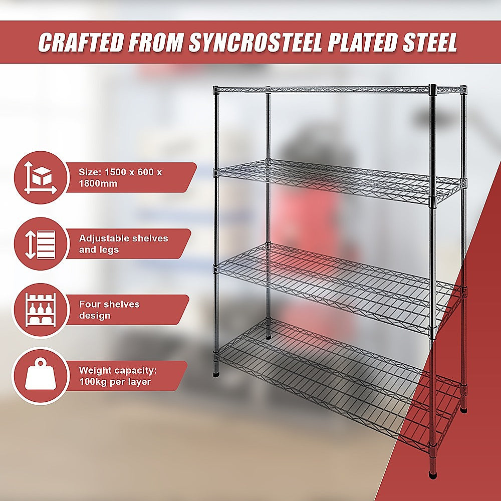 Modular Wire Storage Shelf 1500 x 600 x 1800mm Steel Shelving