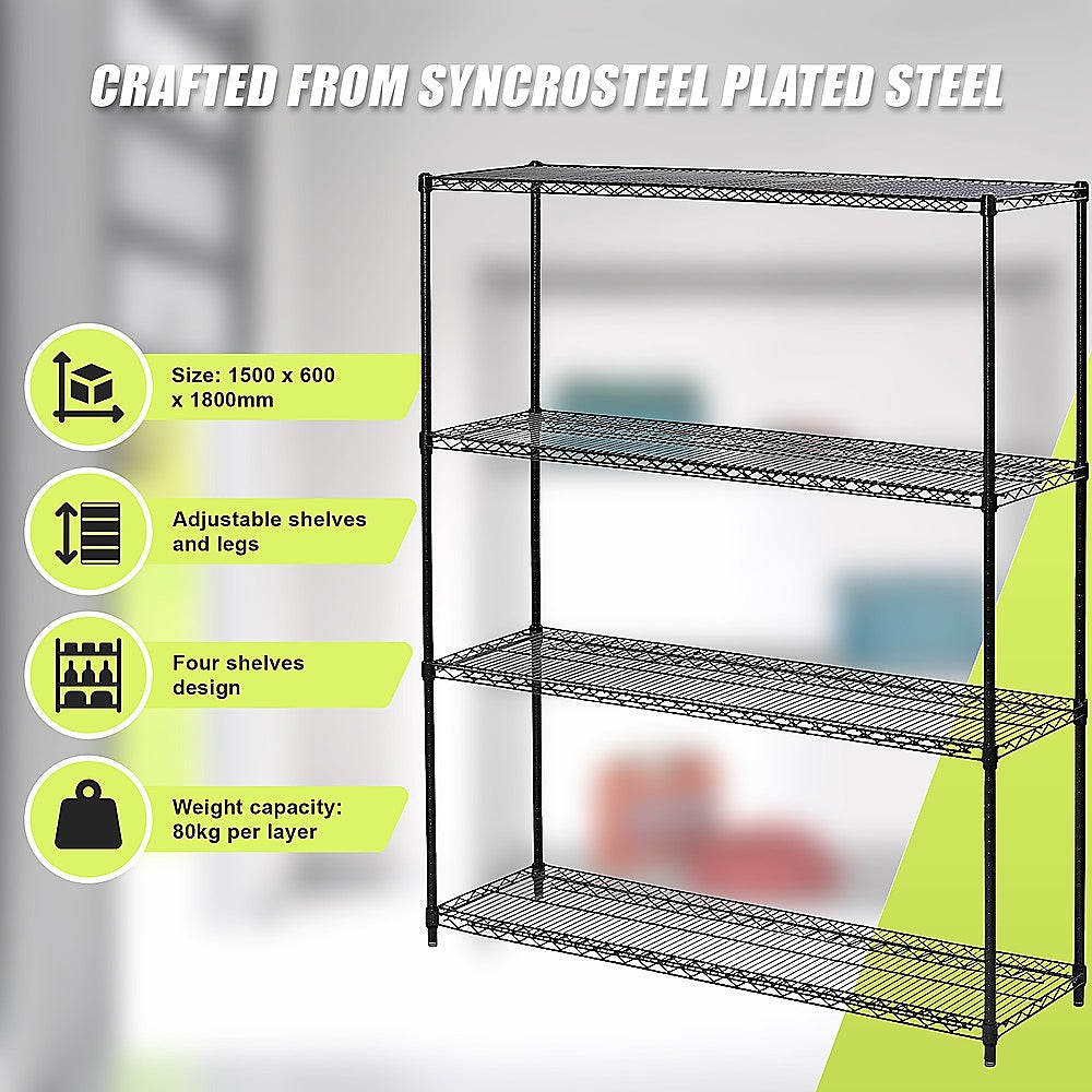 Modular Wire Storage Shelf 1500 x 600 x 1800mm Steel Shelving