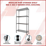 Modular Wire Storage Shelf 900 x 350 x 1800mm Steel Shelving