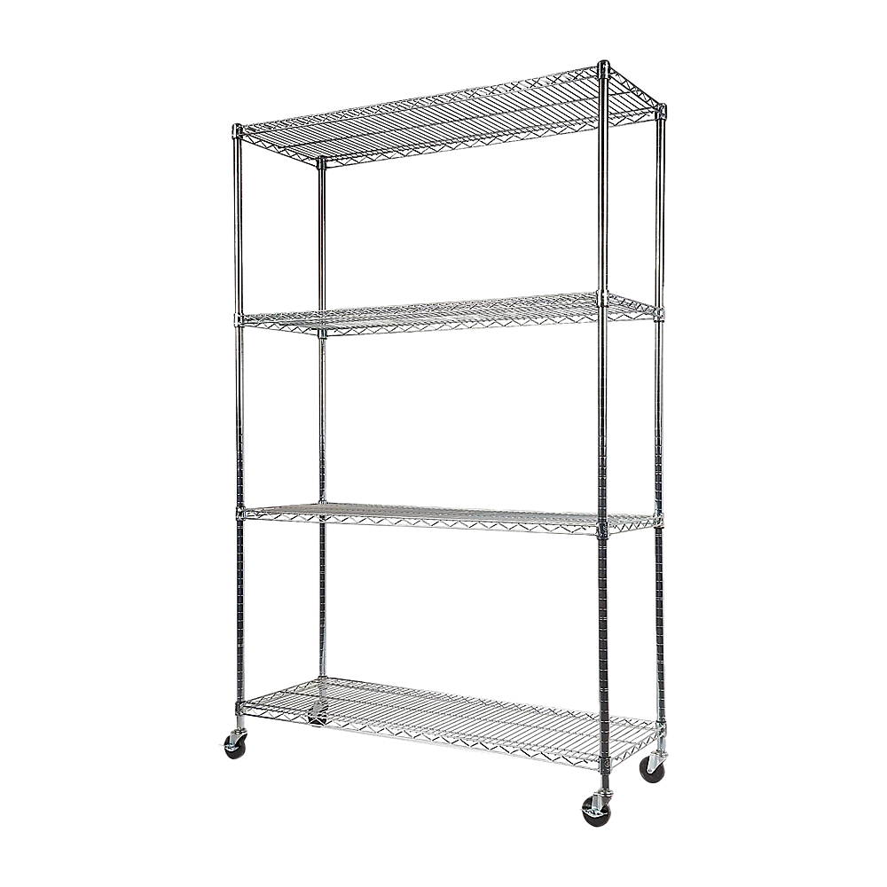 Modular Wire Storage Shelf 1500 x 450 x 1920mm Steel Shelving with Wheels