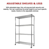 Modular Wire Storage Shelf 1500 x 450 x 1920mm Steel Shelving with Wheels