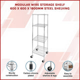 Modular Wire Storage Shelf 600 x 600 x 1800mm Steel Shelving