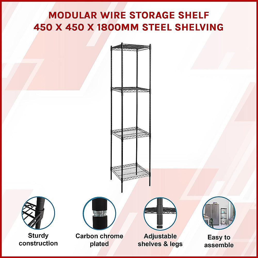 Modular Wire Storage Shelf 450 x 450 x 1800mm Steel Shelving