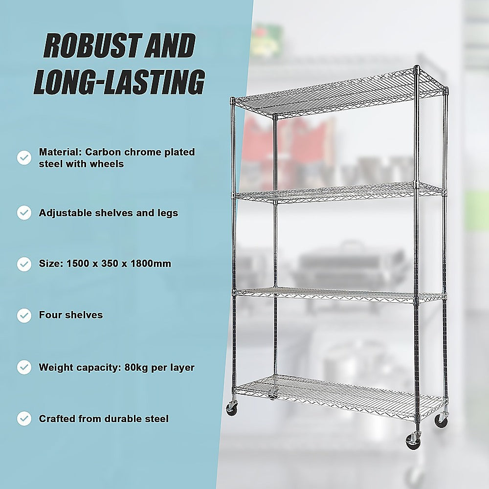 Modular Wire Storage Shelf 1500 x 350 x 1800mm Steel Shelving