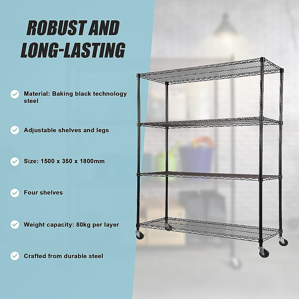 Modular Wire Storage Shelf 1500 x 350 x 1800mm Steel Shelving