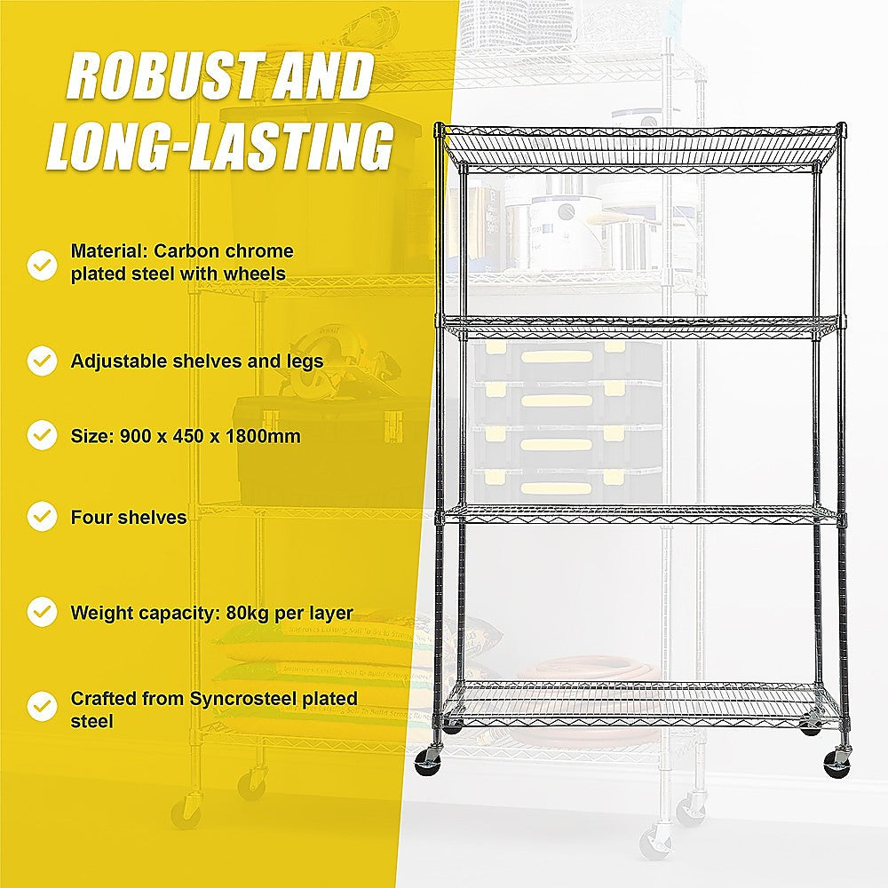 Modular Wire Storage Shelf 900 x 450 x 1800mm Steel Shelving