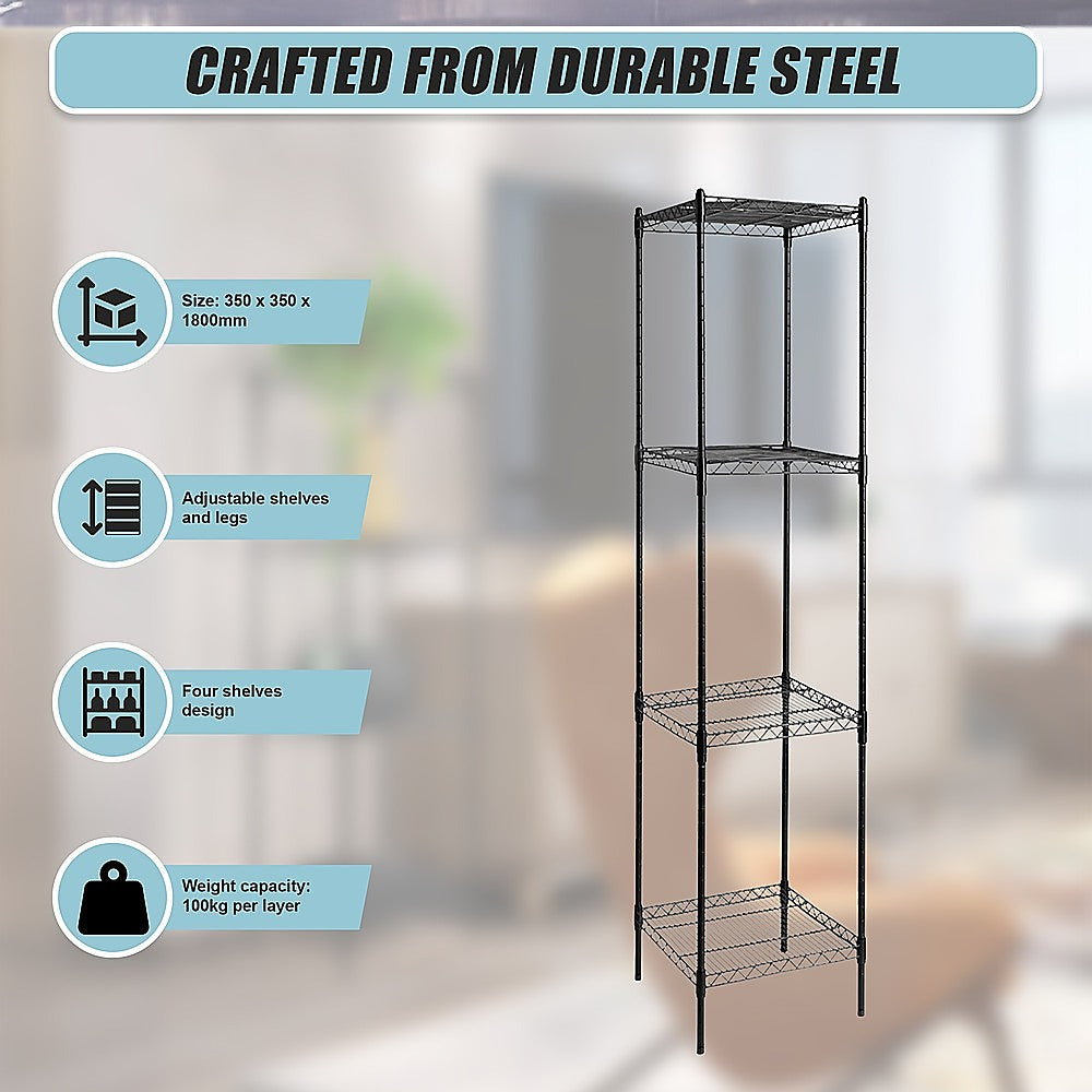 Modular Wire Storage Shelf 350 x 350 x 1800mm Steel Shelving