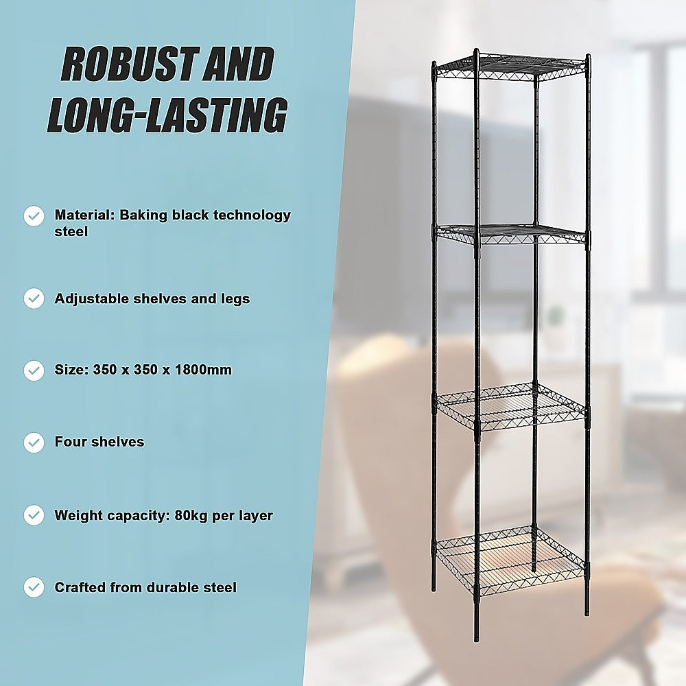 Modular Wire Storage Shelf 350 x 350 x 1800mm Steel Shelving