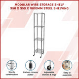 Modular Wire Storage Shelf 350 x 350 x 1800mm Steel Shelving