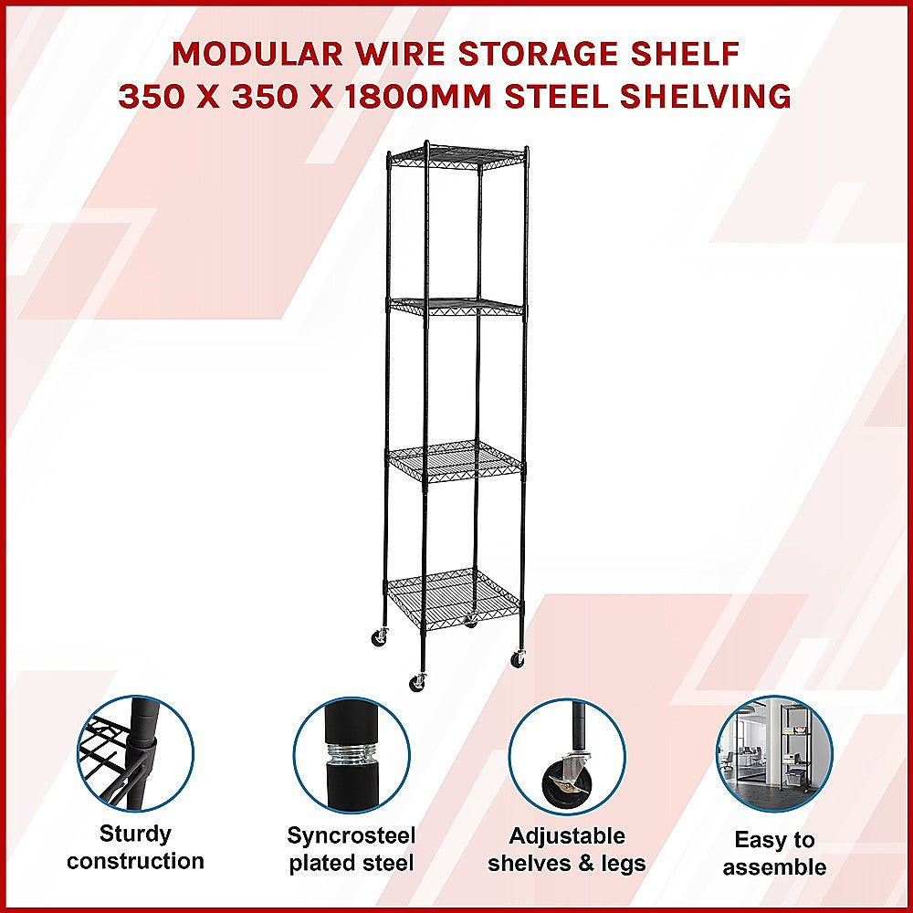 Modular Wire Storage Shelf 350 x 350 x 1800mm Steel Shelving