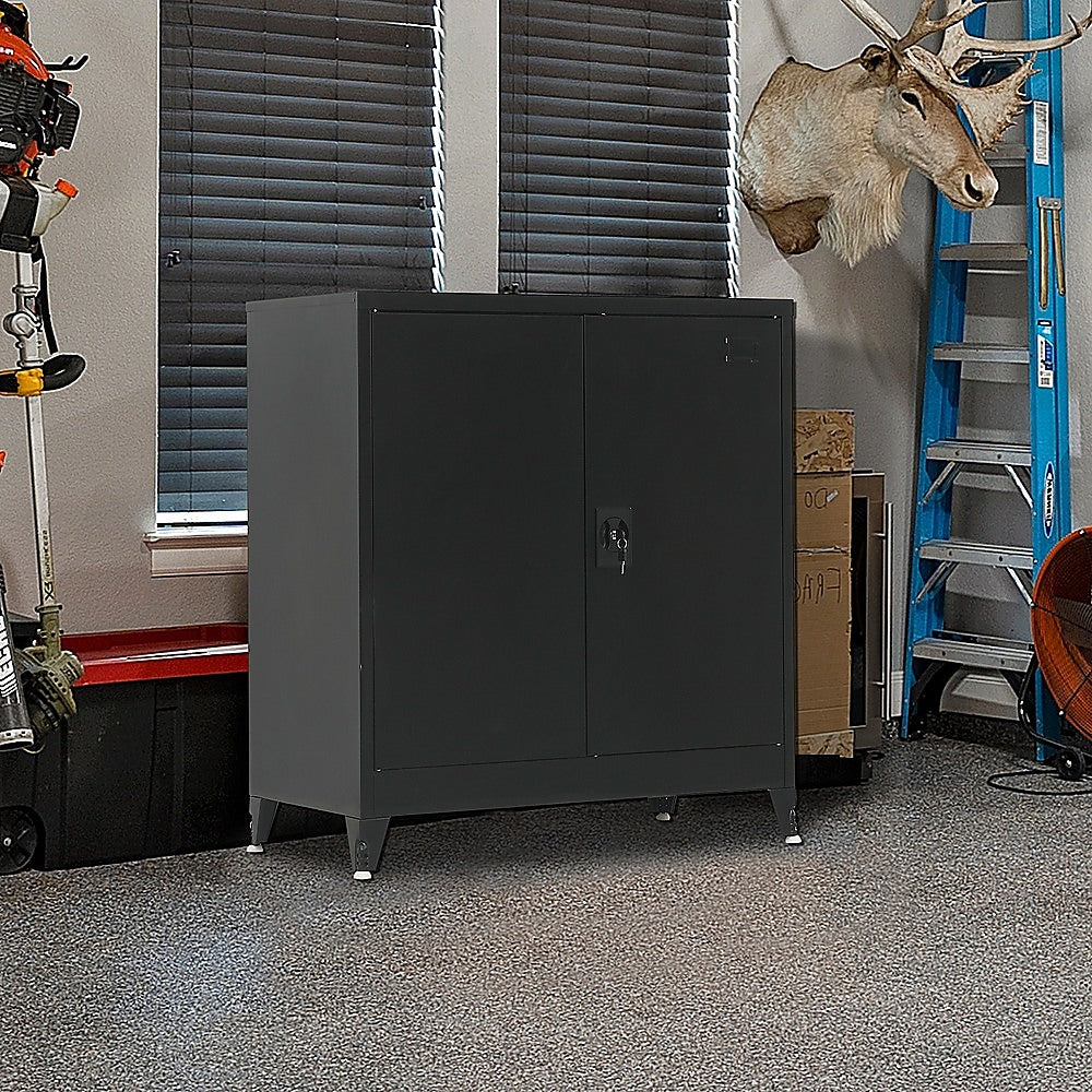 Two-Door Metal Short Cabinet Shelf Storage for Home Office Gym