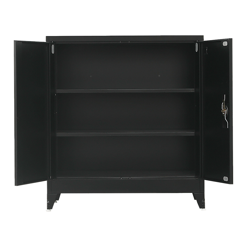 Two-Door Metal Short Cabinet Shelf Storage for Home Office Gym