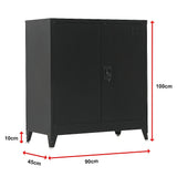 Two-Door Metal Short Cabinet Shelf Storage for Home Office Gym