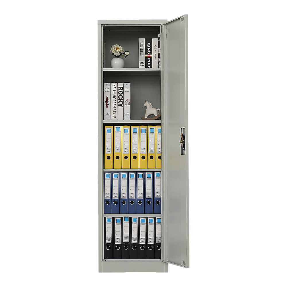 Single-Door Metal Tall Cabinet Shelf Storage for Home Office Gym