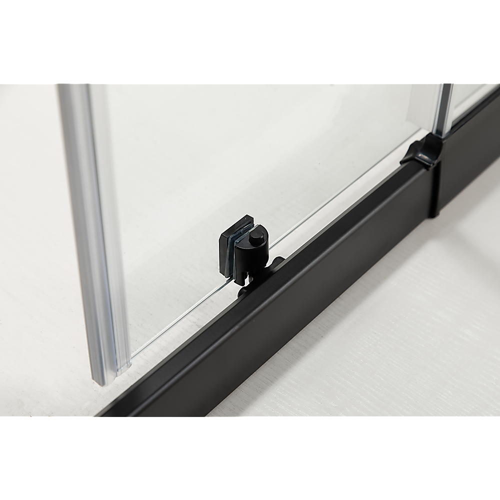 Adjustable 1300x920mm Single Door Corner Sliding Glass Shower Screen in Black