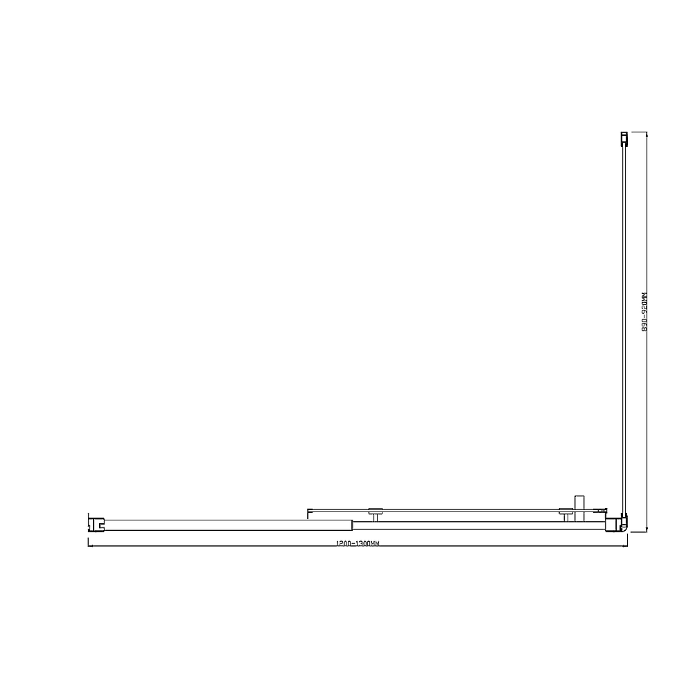 Adjustable 1300x920mm Single Door Corner Sliding Glass Shower Screen in Black