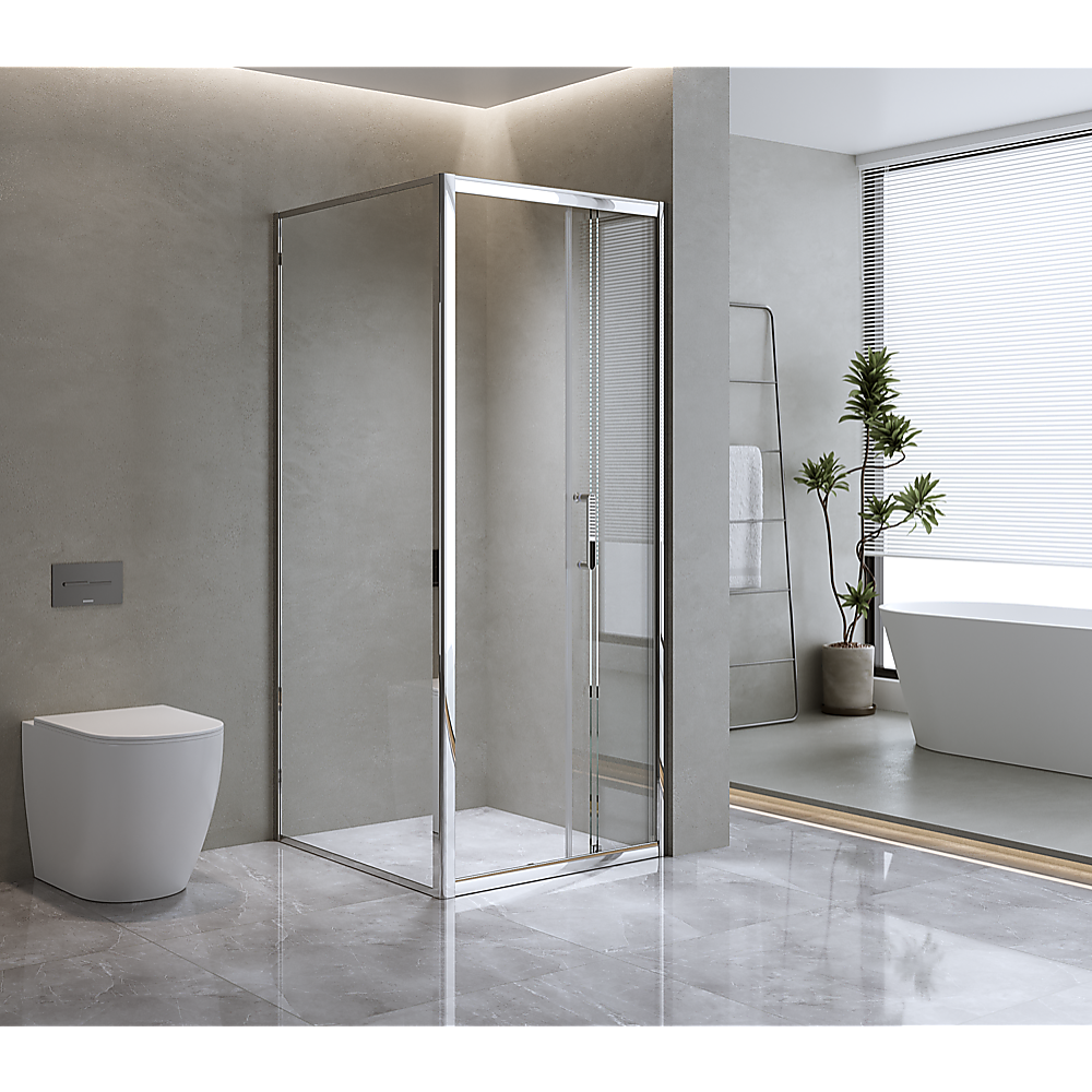 40mm Adjustable Contemporary Corner Sliding Chrome Shower Screen 86x80cm