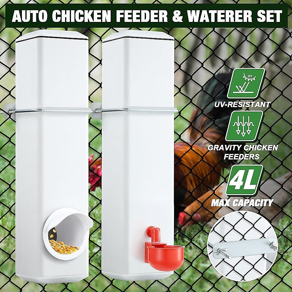 Chicken Bird Feeder Water Dispenser Automatic Waterer Poultry Food Drinker 4L