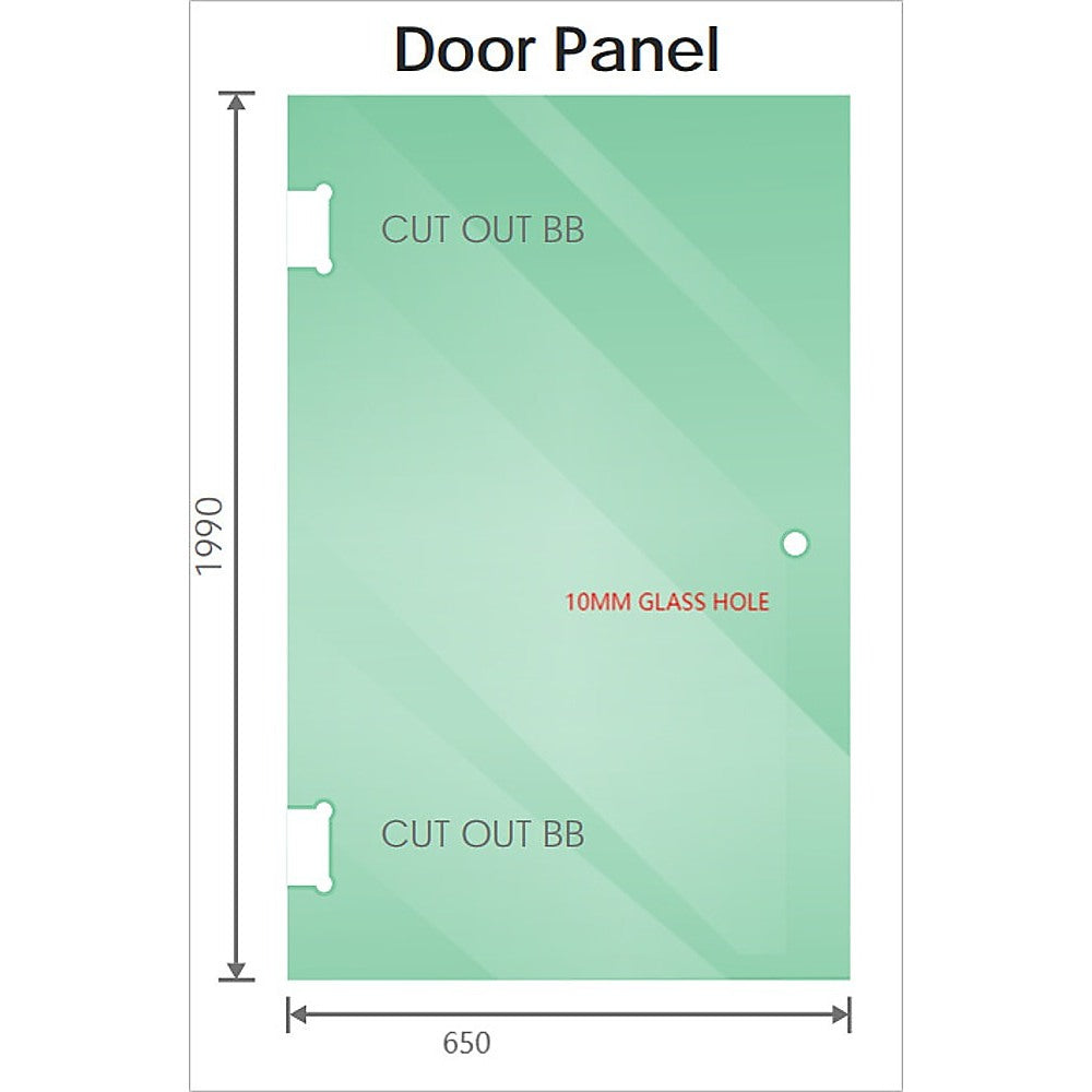 110cm Wall to Wall Frameless Shower Screen with White Brackets and SS Hinges, Square Knob Handle