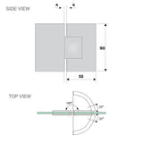 110cm Wall to Wall Frameless Shower Screen with White Brackets and SS Hinges, Square Knob Handle