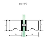 110cm Wall to Wall Frameless Shower Screen with White Brackets and SS Hinges, Square Knob Handle