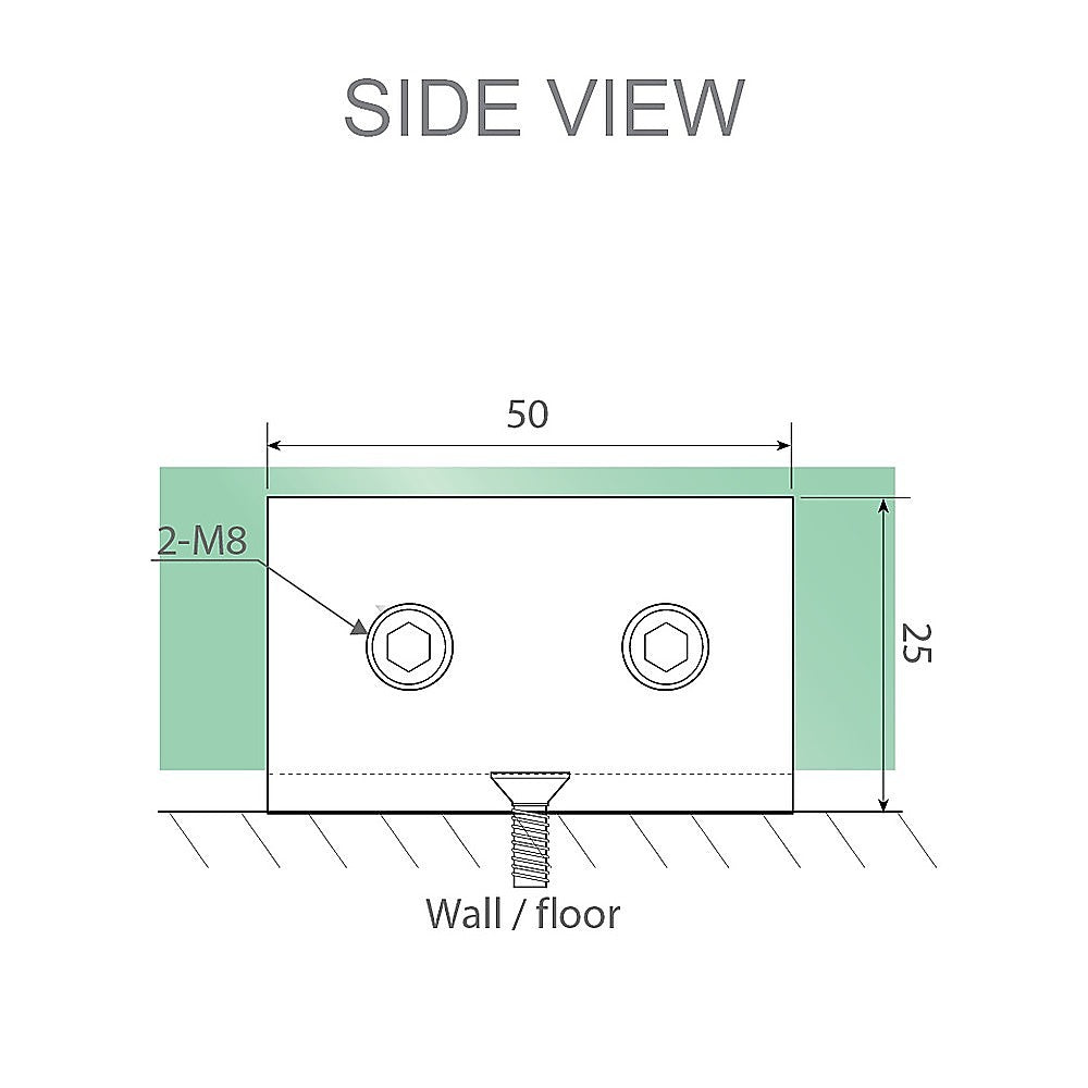 110cm Wall to Wall Frameless Shower Screen with White Brackets and SS Hinges, Square Knob Handle