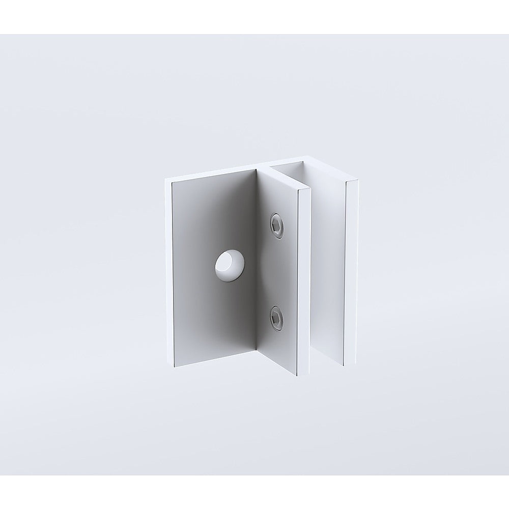 110cm Wall to Wall Frameless Shower Screen with White Brackets and SS Hinges, Square Knob Handle