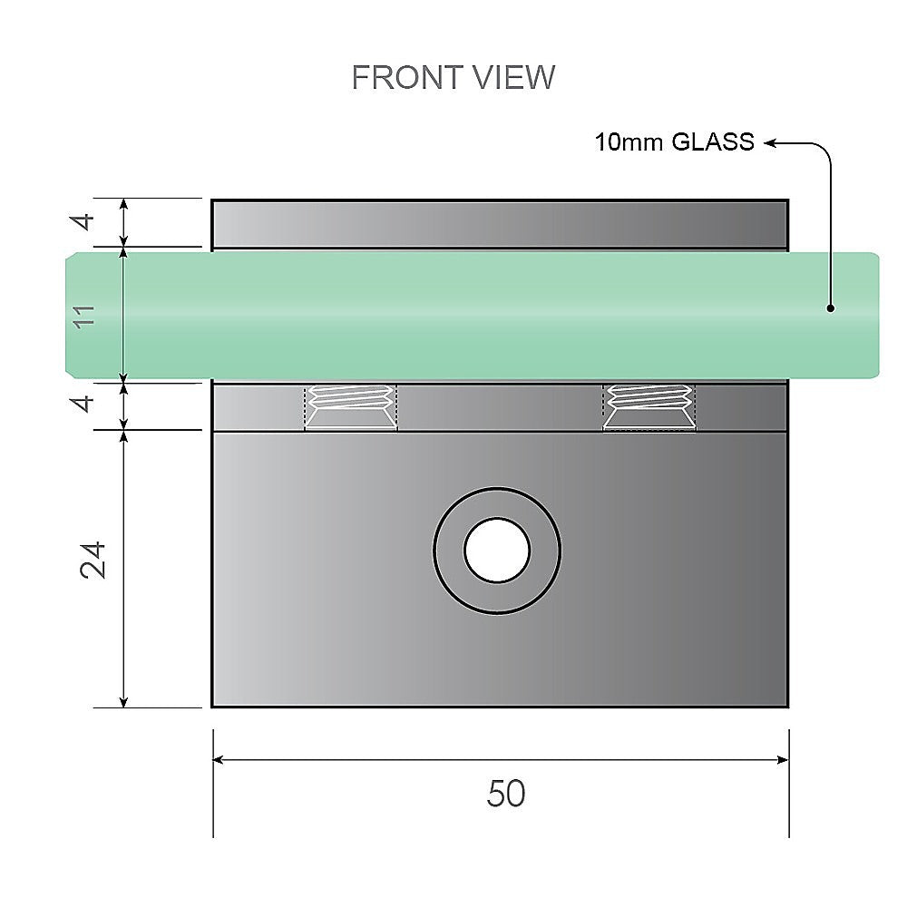 110cm Wall to Wall Frameless Shower Screen with White Brackets and SS Hinges, Square Knob Handle