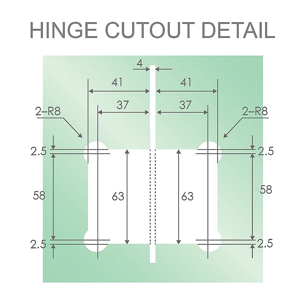 110cm Wall to Wall Frameless Shower Screen with White Brackets and SS Hinges, Round Knob Handle