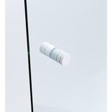 110cm Wall to Wall Frameless Shower Screen with White Brackets and SS Hinges, Round Knob Handle