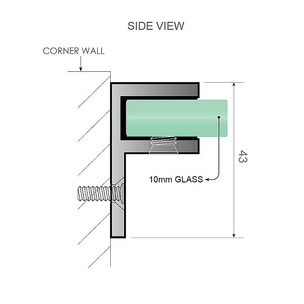 110cm Wall to Wall Frameless Shower Screen with White Brackets and SS Hinges, Round Knob Handle