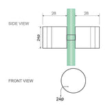 110cm Wall to Wall Frameless Shower Screen with White Brackets and SS Hinges, Round Knob Handle