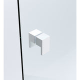 110cm Wall to Wall Frameless Shower Screen with White Brackets and SS Hinges, Square Double Pull Handle