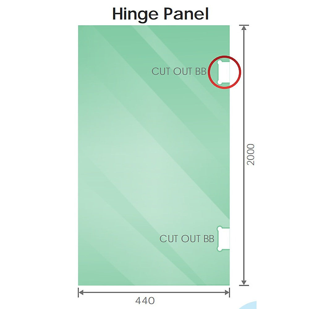 110cm Wall to Wall Frameless Shower Screen with White Channel and SS Hinges , Square Knob Handle