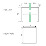 110cm Wall to Wall Frameless Shower Screen with White Channel and SS Hinges , Square Double Pull Handle