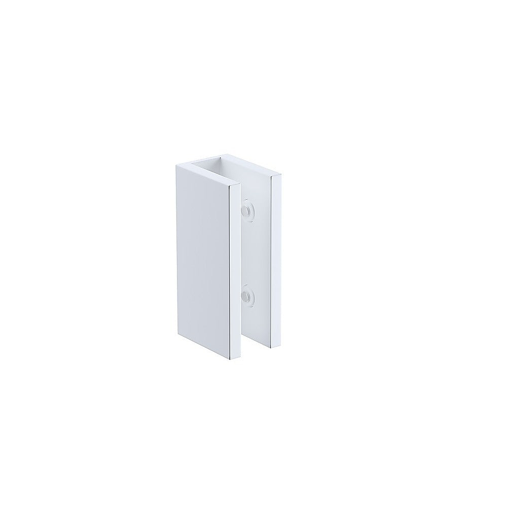 110x70cm Corner Frameless Shower Screen with White Brackets and SS Hinges, Square Knob Handle