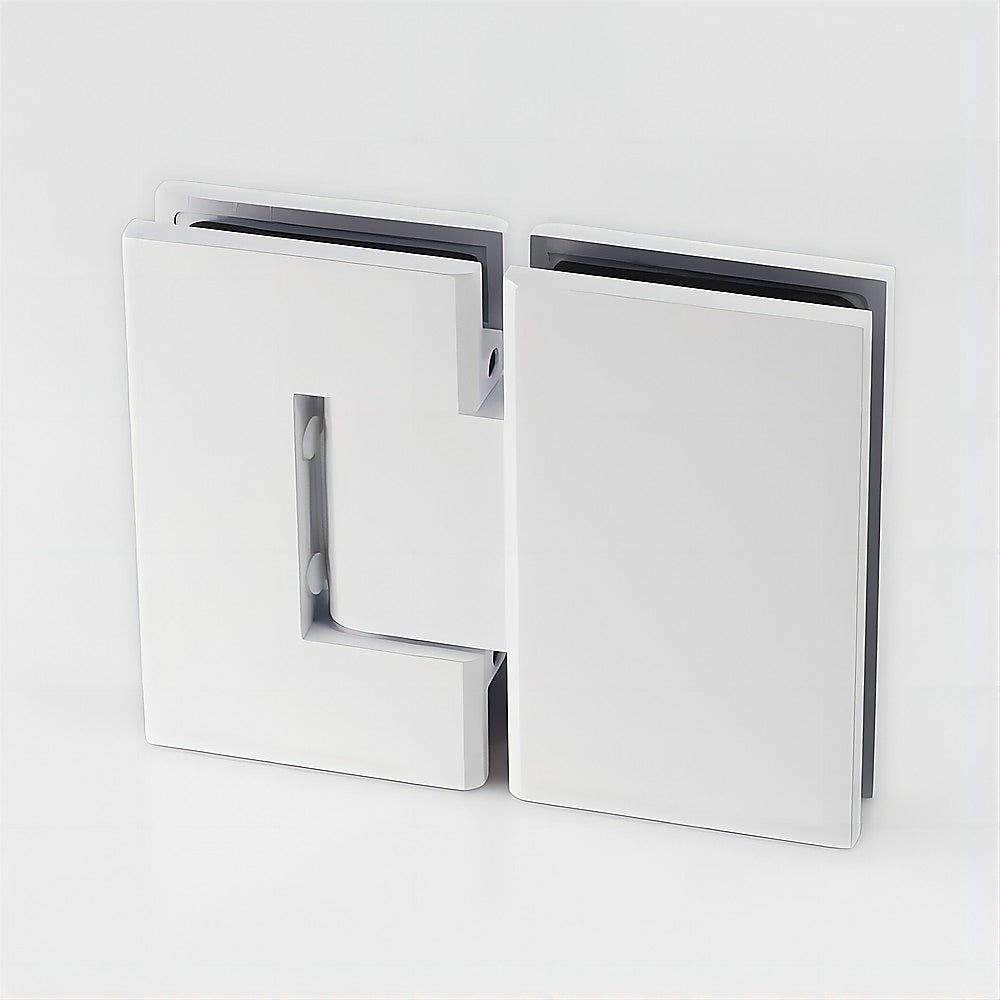 110x70cm Corner Frameless Shower Screen with White Brackets and SS Hinges, Square Knob Handle