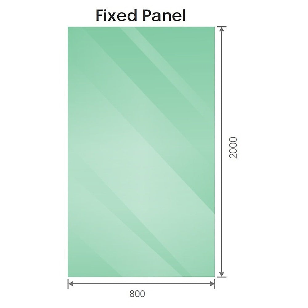 110x80cm Corner Frameless Shower Screen with White Brackets and SS Hinges, Square Knob Handle