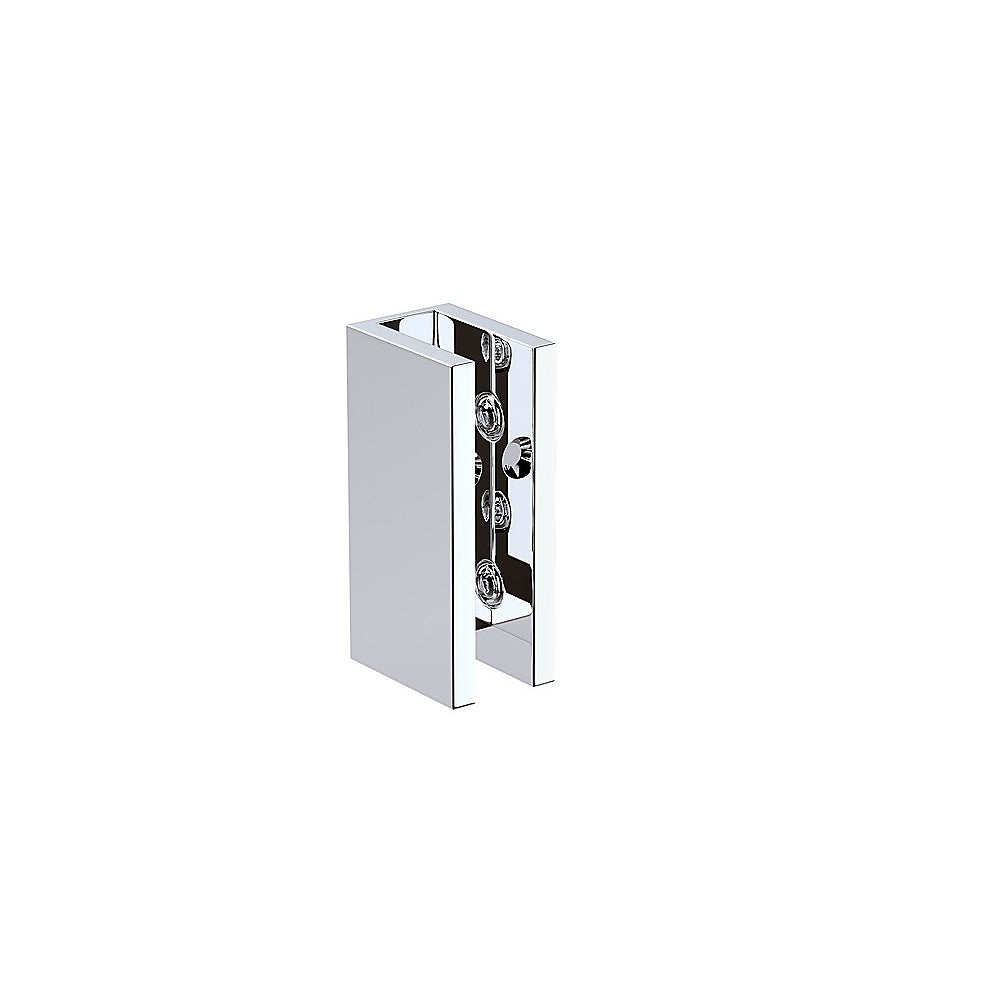 110x100cm Corner Frameless Shower Screen with Chrome Brackets and SS Hinges, Square Knob Handle